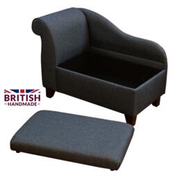 Handmade Dark Grey Storage Chaise Longue Small Ottoman Blanket Box - thumbnail 1