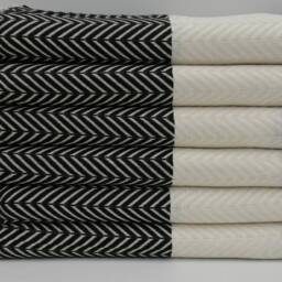 "Turkish Towel, Black & White Towel, Soft Towel, Herringbone Towel, 40""x68" - thumbnail 2