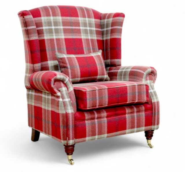 Snuggler Armchair Extra Wide Xl Accent Chair Fabric Balmoral Check Red - image 1