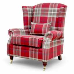 Snuggler Armchair Extra Wide Xl Accent Chair Fabric Balmoral Check Red - thumbnail 3