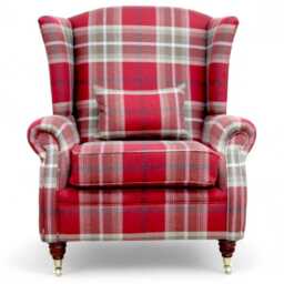 Snuggler Armchair Extra Wide Xl Accent Chair Fabric Balmoral Check Red - thumbnail 2