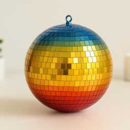 Rainbow Disco Ball - Real Glass Mosaic Mirror 70S Retro Hanging Decor For Party Personalised Option - thumbnail 3