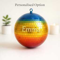 Rainbow Disco Ball - Real Glass Mosaic Mirror 70S Retro Hanging Decor For Party Personalised Option - thumbnail 4