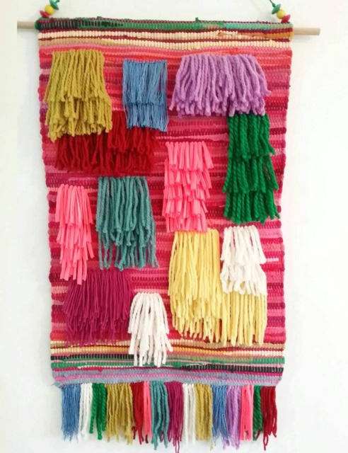 "Boho Yarn Wall Tapestry Woven Rug, Bohemian Decor - 20"" X 35" - image 1