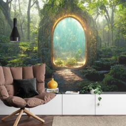 Forest Tree Arch Portal Wallpaper Mural, Removable Peel & Stick Decal - thumbnail 2