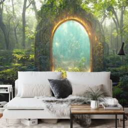 Forest Tree Arch Portal Wallpaper Mural, Removable Peel & Stick Decal - thumbnail 3