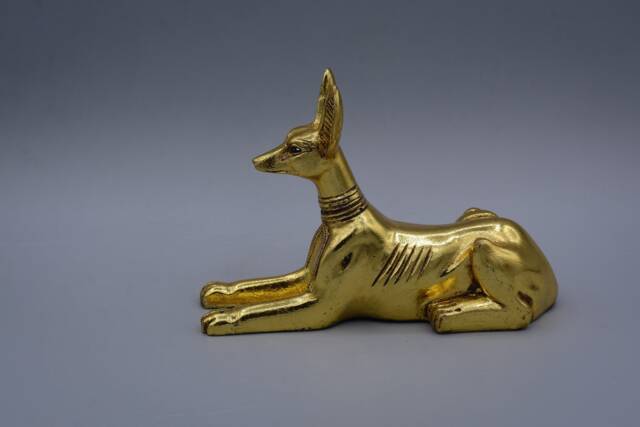 Egyptian God Anubis Dog Jackal Figurine Statue - 2 Color Gold/Black Made in Egypt - image 1