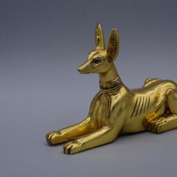 Egyptian God Anubis Dog Jackal Figurine Statue - 2 Color Gold/Black Made in Egypt - thumbnail 2