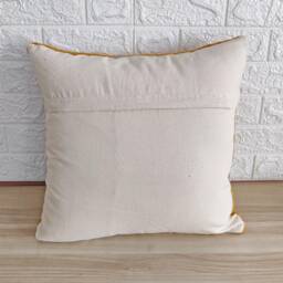 Hand Dyed Raw Cotton Textured Fabric Mustard Yellow Boho Cushion Cover Machine Stitched 18x18, 20x20, 22x22, 24x24 Throw Pillow - thumbnail 4