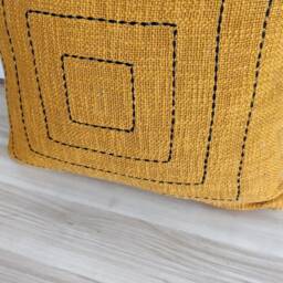 Hand Dyed Raw Cotton Textured Fabric Mustard Yellow Boho Cushion Cover Machine Stitched 18x18, 20x20, 22x22, 24x24 Throw Pillow - thumbnail 2