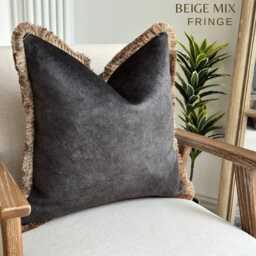 Luxury Black Toned Cushion Cover With Trim - Modern Throw Pillow Home Decor More Size & Trims Moonshadow - thumbnail 2