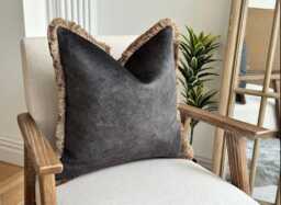 Luxury Black Toned Cushion Cover With Trim - Modern Throw Pillow Home Decor More Size & Trims Moonshadow - thumbnail 1