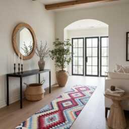 Handwoven Rug, Colourful Bright Colors Living Room Kilim, Area Rug, Kilim Burgundy Handcrafted Kiliim, Boho Rug - thumbnail 3