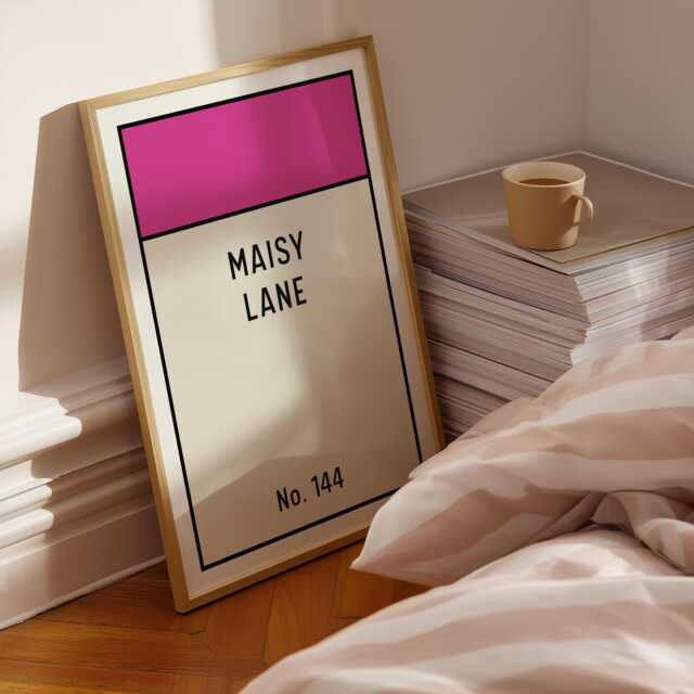 Personalised Street Sign Print, Custom Road Name Wall Art, Property Board Poster, Colourful Retro Home Decor, New Gift - image 1