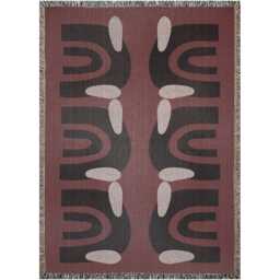 Retro Arch Woven Throw Blanket - Burgundy & Black Modernist - thumbnail 4