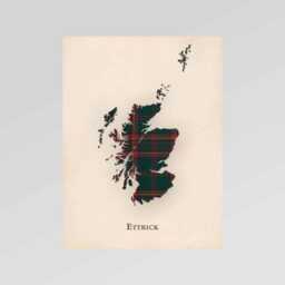 Clan Ettrick Forest Scottish Tartan Map - Of Scotland Family Wall Decor, Ready To Hang - thumbnail 2