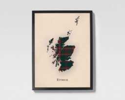 Clan Ettrick Forest Scottish Tartan Map - Of Scotland Family Wall Decor, Ready To Hang - thumbnail 1