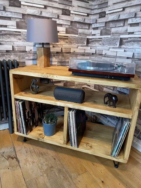 Media Storage Unit, Record Player Stand, Furniture Turntable Cabinet - image 1