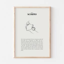 She Is Scorpio Print, Horoscope Zodiac Astrology Star Sign Wall Art, Poster, Minimalist Gift - thumbnail 2