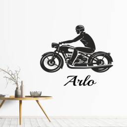 Custom Motorcycle Rider Wall Sticker, Personalised Sport Bike Art Decal