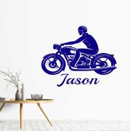 Custom Motorcycle Rider Wall Sticker, Personalised Sport Bike Art Decal - thumbnail 2