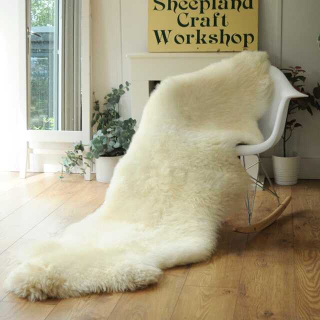 "100% British Rare Breed Double Sheepskin Rug in Undyed ""Mendip Pearl" - image 1