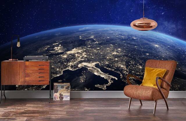 3D Earth Mural, Universe Wallpaper, Peel & Stick, Removable Wall Art - image 1