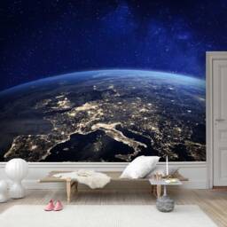 3D Earth Mural, Universe Wallpaper, Peel & Stick, Removable Wall Art - thumbnail 3