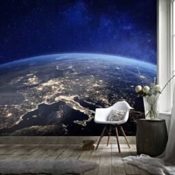 3D Earth Mural, Universe Wallpaper, Peel & Stick, Removable Wall Art - thumbnail 2