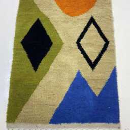 Handwoven Moroccan Wool Rug Bold Geometric Boho Area Rug - thumbnail 3