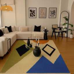 Handwoven Moroccan Wool Rug Bold Geometric Boho Area Rug - thumbnail 2