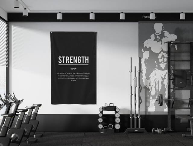 strength Definition Flag, Gym Decor Fabric Banner, Motivational Office Wall Art, Home Sign, Inspirational Signs, Art Gift - image 1