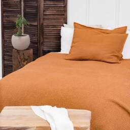 Terracotta Linen Pillow Cover - European Stonewashed Pillowcase With Envelope Closure - thumbnail 3