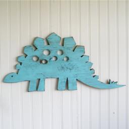 Dinosaur Wall Art Nursery Decor Stegosaurus Sign Medium Wood Bedroom - thumbnail 2