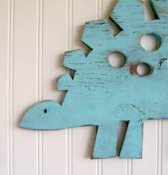 Dinosaur Wall Art Nursery Decor Stegosaurus Sign Medium Wood Bedroom - thumbnail 1