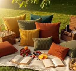 Corduroy Cushion Cover Soft Ribbed Texture, Modern Earth Tones - thumbnail 1