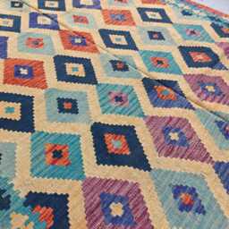 Colorful Kilim Rug 9.5x6.5 Afghan Tribal Wool Rug - thumbnail 4