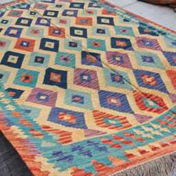 Colorful Kilim Rug 9.5x6.5 Afghan Tribal Wool Rug - thumbnail 3