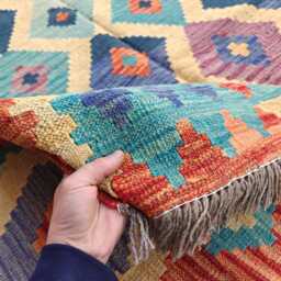 Colorful Kilim Rug 9.5x6.5 Afghan Tribal Wool Rug - thumbnail 2