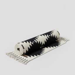 Handmade Black & Beige Wool Kilim Rug Diamond Boho Floor Decor - thumbnail 4