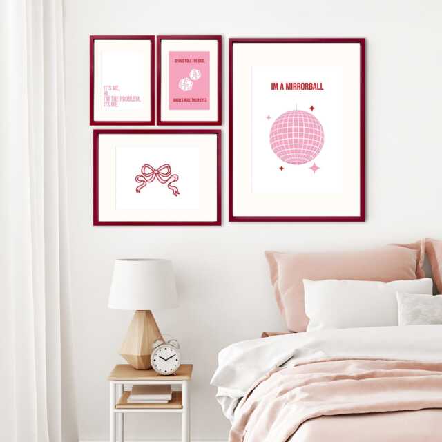 Raspberry Red Photo Frame - A2/A3 A4 Wall Hanging Poster Frames, Home Decor - image 1