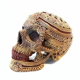 Bronze Skull, Skull, Filigree, Ooak, Hand Cast, Red Gold, Anatomy, Life Size, Metal, Cast Sugar Decorated - thumbnail 1