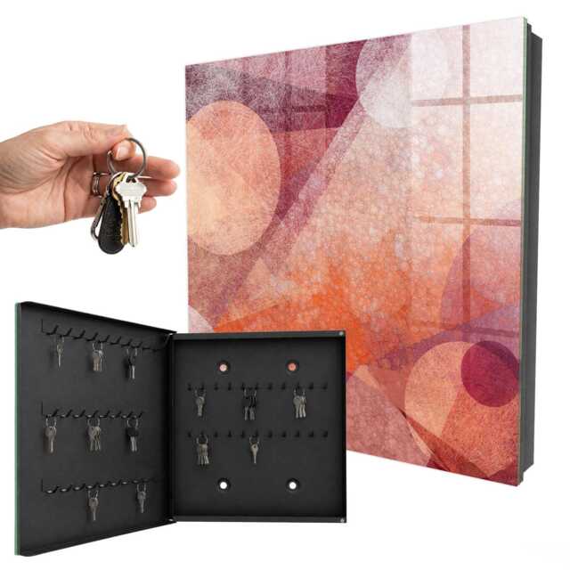 The Energy Of Abstraction Wall Mounted Key Cabinet, Pink Box For Home, Abstract Abstraction, Lovers Colors & Dynamic Patterns - image 1