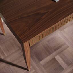Mid Century Modern Walnut Desk With Brass Accents, Handmade in Poland - thumbnail 3