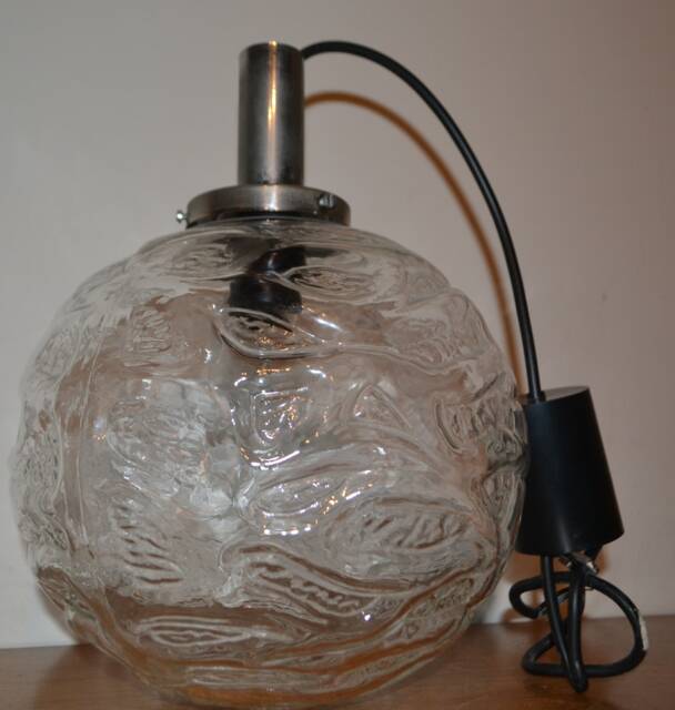 Vintage Glass Globe Pendant Lamp, 1970S Space Age - image 1