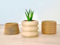 Set Of 3 Modern Plant Pots - Aesthetic Lightweight Succulent Planters Cute Minimalist Beige Patterned Indoor Cactus - thumbnail 1