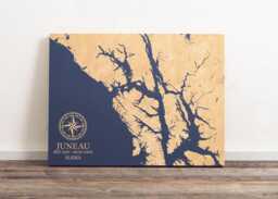 Juneau, Alaska Map - Engraved Wood Coastal Art Sign, Beach House Decor Wall Hanging, Nautical Life Print, Unique Personalized Family Gift - thumbnail 1