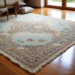 Vintage Sky Blue Persian Area Rug - Floral Traditional Carpet Distressed Oriental Living Room French Country Home Decor Carpets