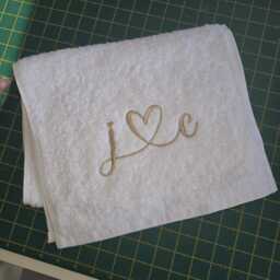 Personalised Embroidered Hand Towel With Heart, His & Hers Bathroom Wedding Anniversary Gift - thumbnail 3
