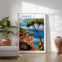 Turkey Travel Poster Coastal Village Art Print - thumbnail 3
